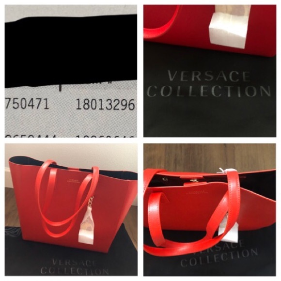 VERSACE Collection-AUTHENTIC (NWT) Large Red Saffiano Leather TOTE - Picture 7 of 8